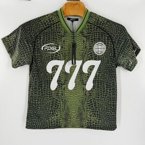 NovaMen Lucky 777 V-Neck Soccer Jersey Green Snakeskin Print FNUN777 Mens Small